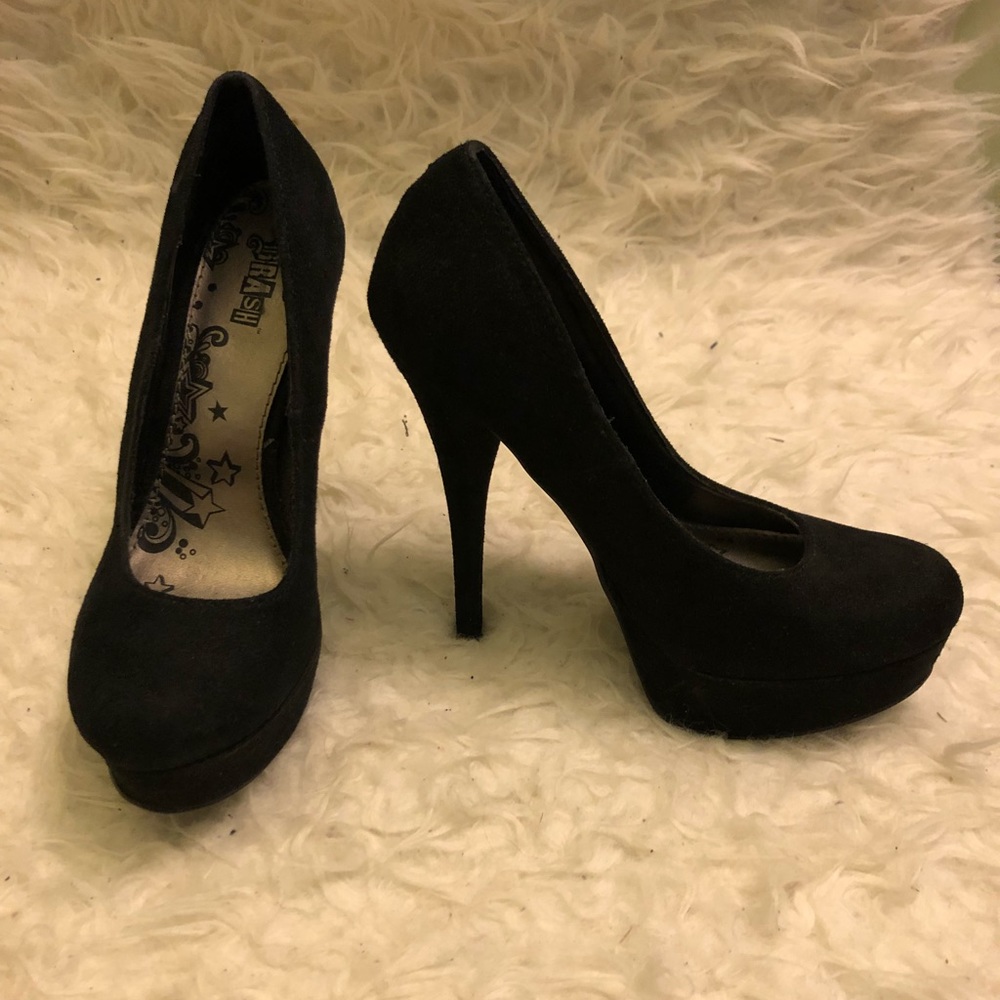 Black Suede Platform Heels